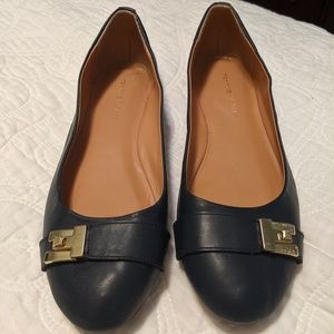 Tommy Hilfiger navy flats with gold buckle